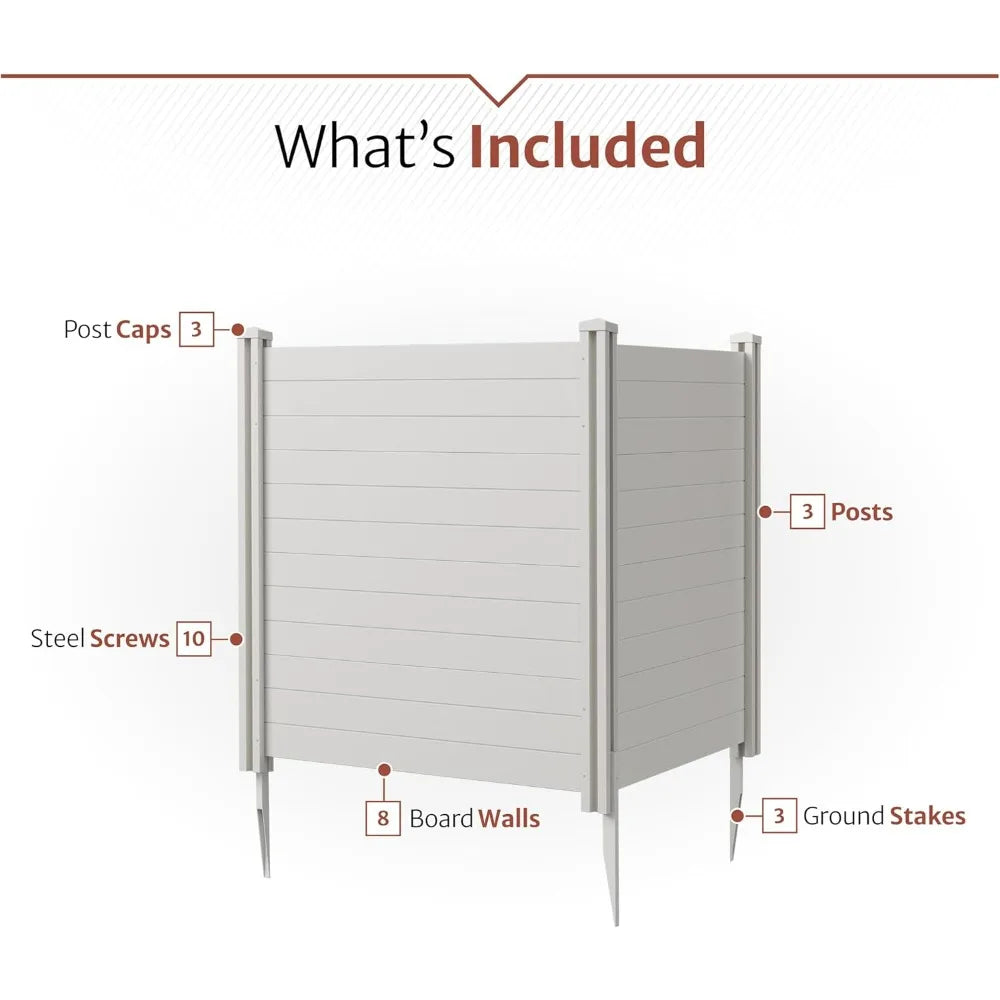 Premium White Vinyl Privacy Screen - 4ft High x 4ft Wide (2 Panels) Outdoor Fence for Air Conditioner and Privacy