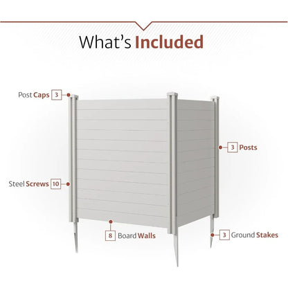 Premium White Vinyl Privacy Screen - 4ft High x 4ft Wide (2 Panels) Outdoor Fence for Air Conditioner and Privacy