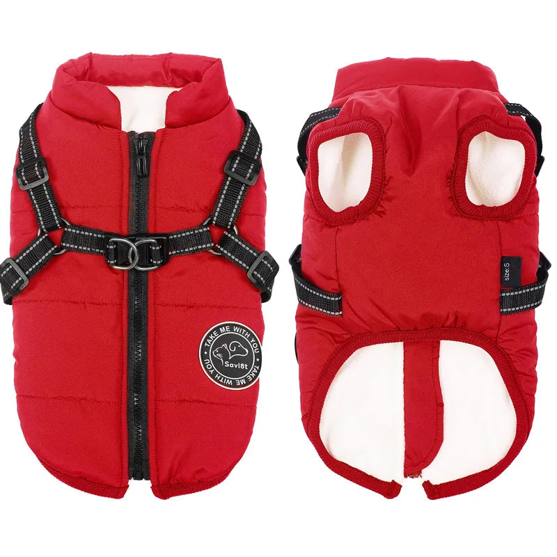 Winter Warm Jacket Waterproof Pet Coat for Small Large Dog Fleece with Harness