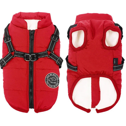 Winter Warm Jacket Waterproof Pet Coat for Small Large Dog Fleece with Harness
