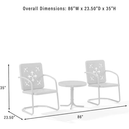 Vintage 3-Piece Outdoor Chair and Side Table Set , Retro Metal Patio Conversation