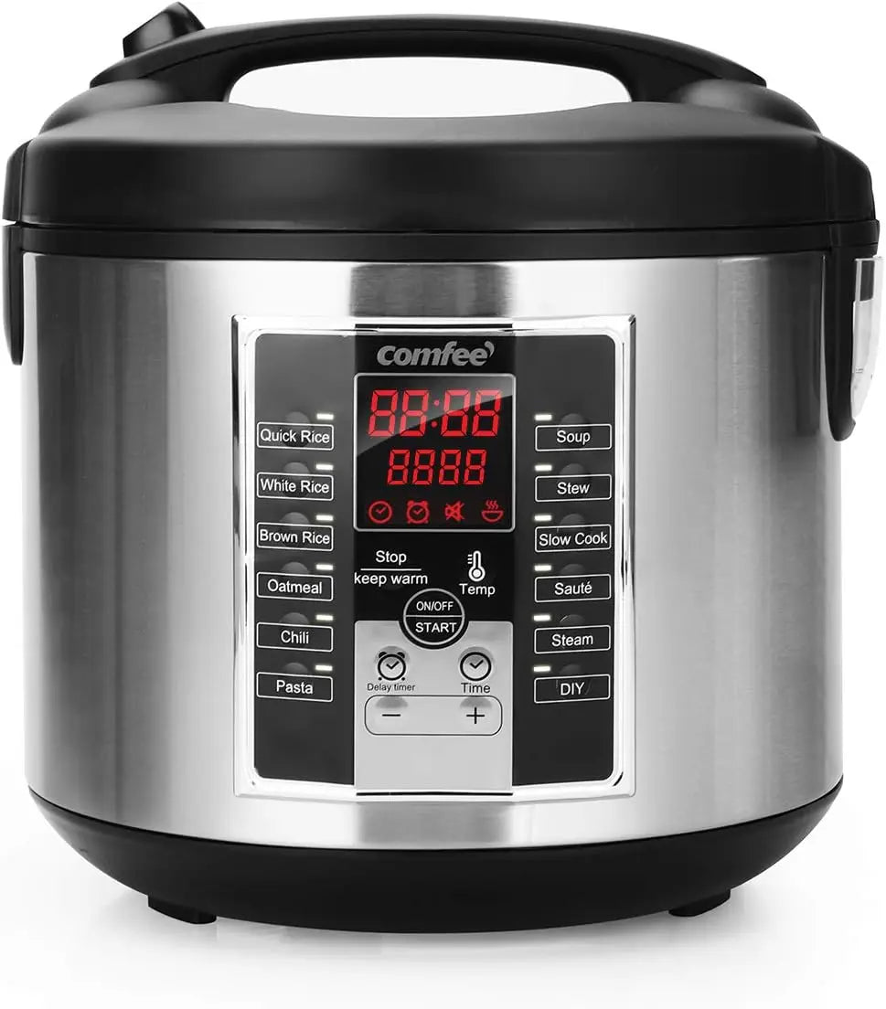 Rice Cooker, Slow Cooker, Steamer, Stewpot, Sauté All in One (12 Digital Cooking Programs) Multi Cooker (5.2Qt ) Large Capacity.
