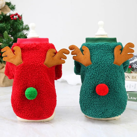 Christmas Pet Clothes Warm Fleece Dog Sweaters Winter Coats Clothing for Small Dogs
