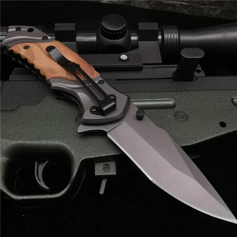 Pocket Knife] 200MM (8') 58HRC Folding Knife 7CR13MOV Blade Camping Fishing Fruit