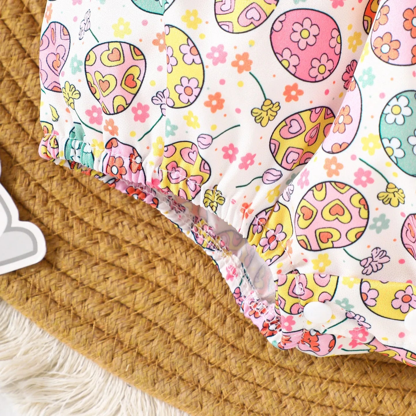 Infant Girls Romper Floral Ruffle Sleeve Pleated Smocked Bubble 1Piece