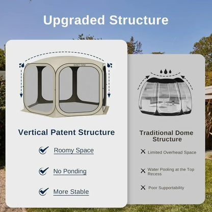 Pop-Up, Portable Screen Room Canopy 10 x 10 FT with Carry Bag for Patio, Backyard