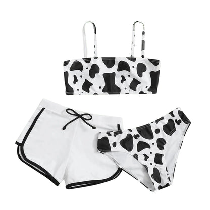 Kids Teen Girls Swimwear Three-piece Bikini Shorts