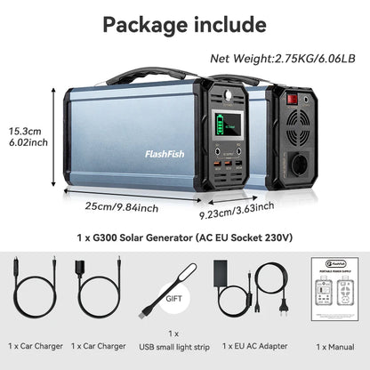 Power Station 300W Portable AC Outlet 222Wh Solar Generator Energy Station