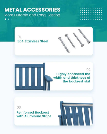 Outdoor Bench, Weatherproof, 2-Person Garden Bench with 660 lbs Weight Capacit