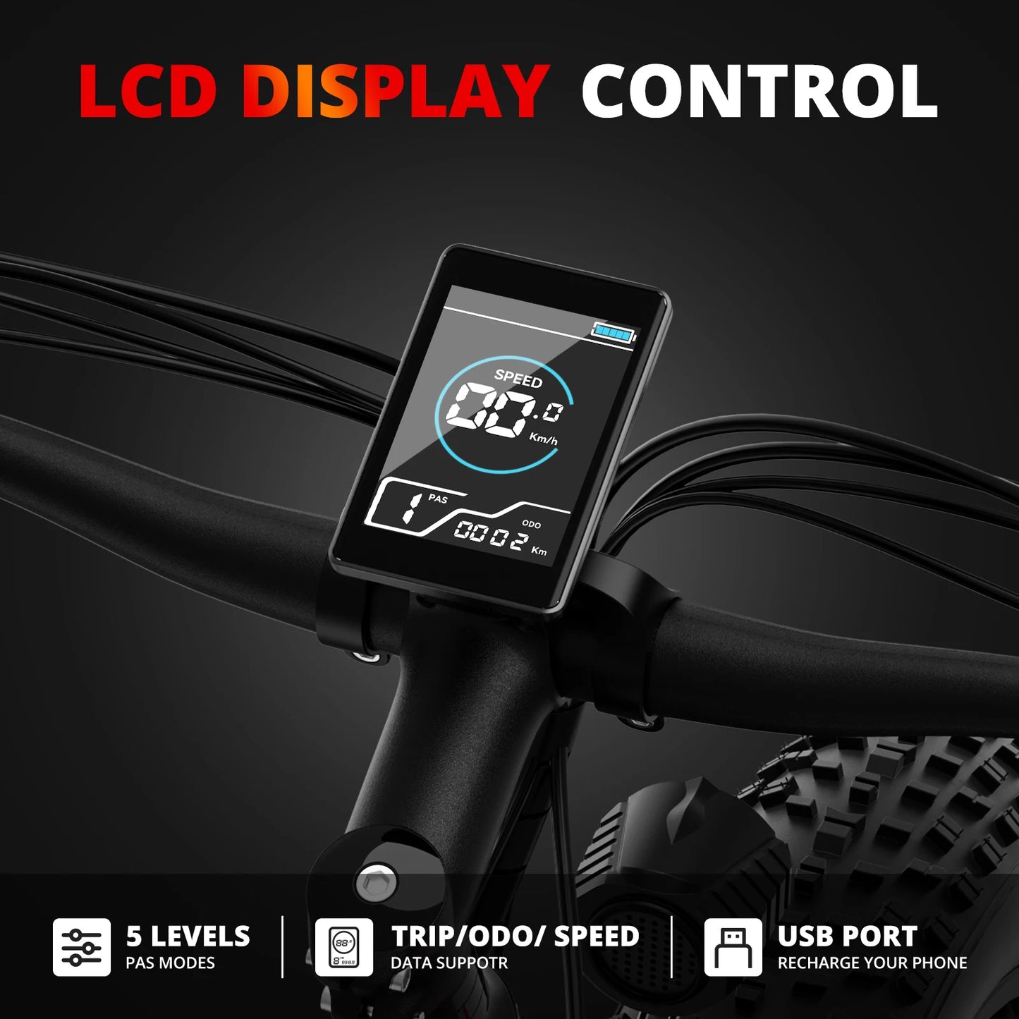 Electric Bike for Adults 1000W 48V 15AH 26" Fat Tire Mountain 31mph Dual Shock Absorber