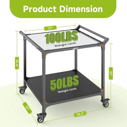 Outdoor Stainless Steel Pizza Oven Table with Double-Shelf  32 x 32