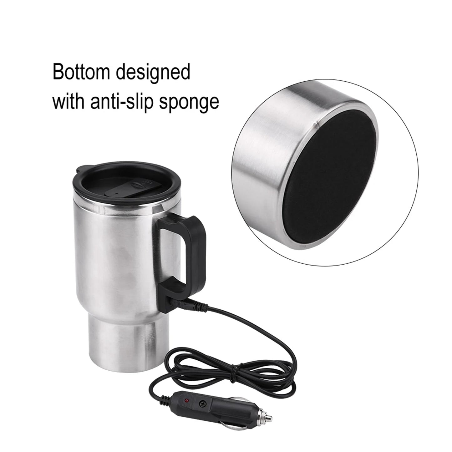 Electric Coffee Mug Water Kettle 12V  Stainless Steel Travel Heating Car Cup Mug