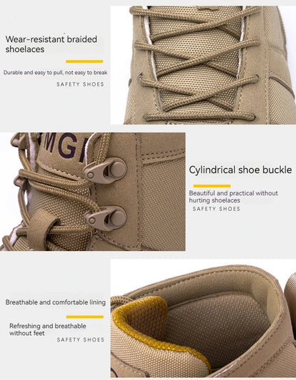 Mens Safety Shoes Steel Toe  Anti-Puncture Indestructible Shoes Trail Running  Outdoor Protective Boot