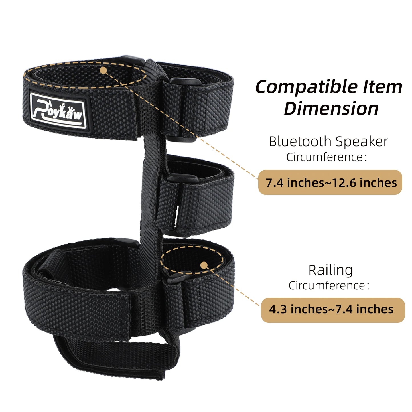 Portable Speaker Mount for Golf Cart Mountain Bike/Motorcycle Bar Rail, Outdoors Bluetooth Speaker Attachment