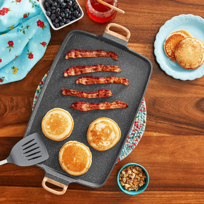 Cast Aluminum Double Griddle for Easy Cooking and Cleaning