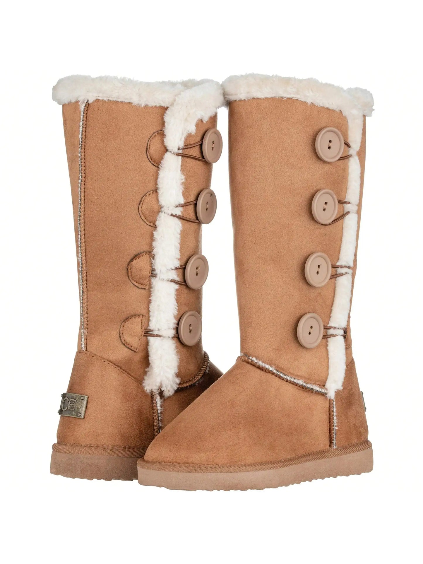Women's Snow Boots Fleece Lined Solid Color Mid-Calf Flat Snow Boots Fur Lined Winter Boots