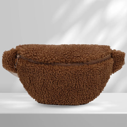 Unisex Fuzzy Crossbody Bag Zipper Closure Solid Shoulder Bag Multifunctional  Foldable Lightweight Autumn Winter Daily Bag