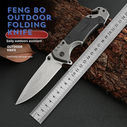 Folding knife with clip,  webbed opening and padded lock, outdoor survival camping hunting fishing knife