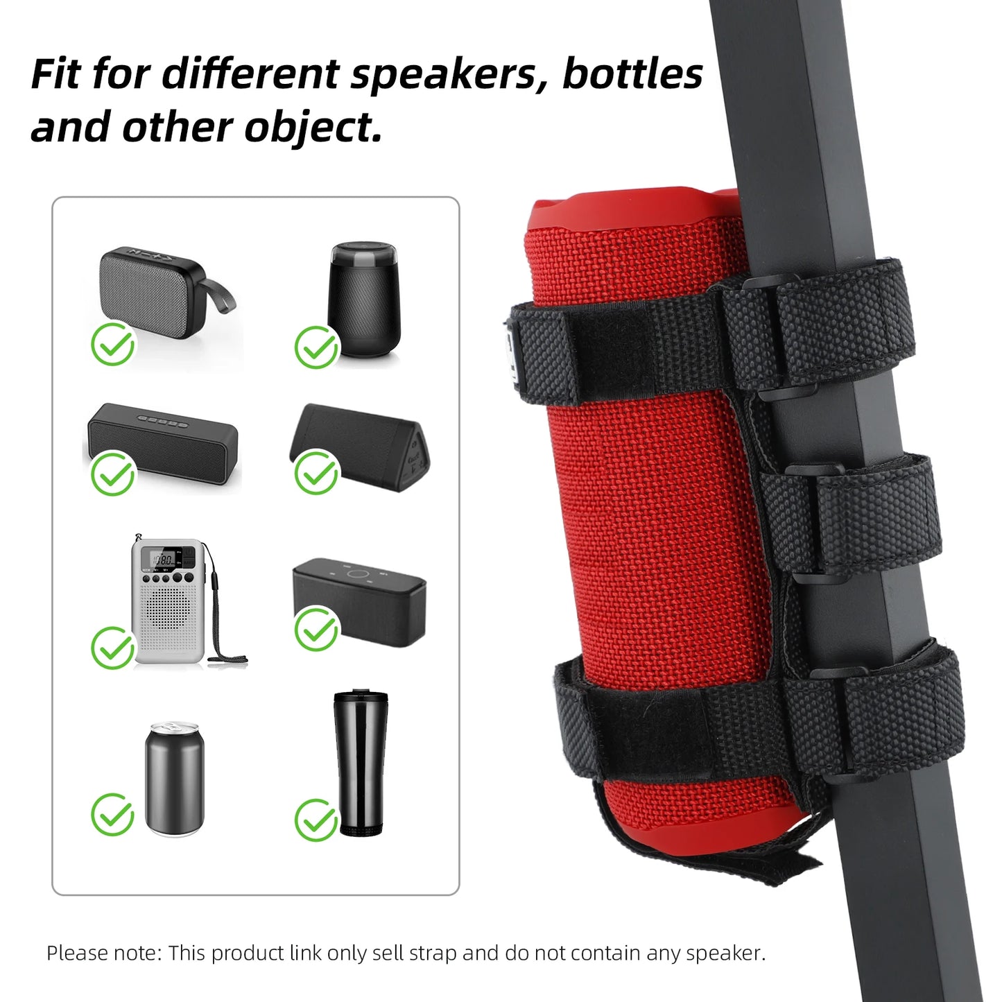 Portable Speaker Mount for Golf Cart Mountain Bike/Motorcycle Bar Rail, Outdoors Bluetooth Speaker Attachment