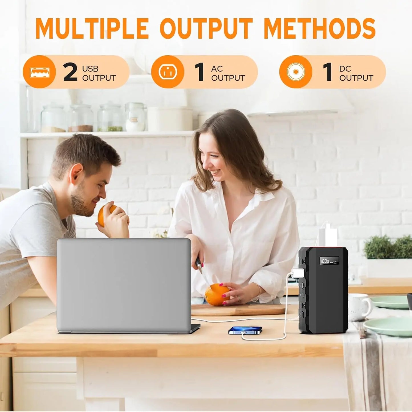 Portable Power Station 110V/65W Power Bank Battery Charger AC, DC, USB  Camping Emergency