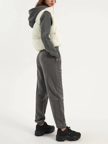 Women s Winter Quilted Waistcoat Solid Color Lightweight Zip Stand Collar Winter Vest Sleeveless Jacket