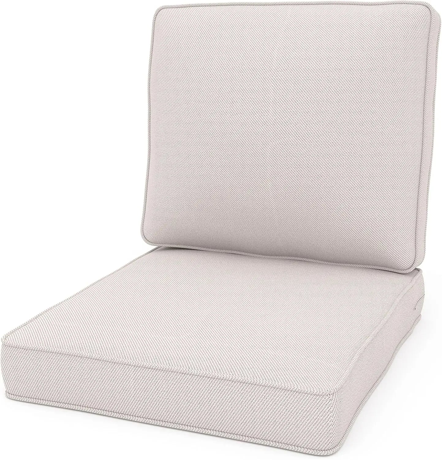 Outdoor Chair Cushions, 24" x 23" High-Density Foam & Removable Zipper Cover- Beige