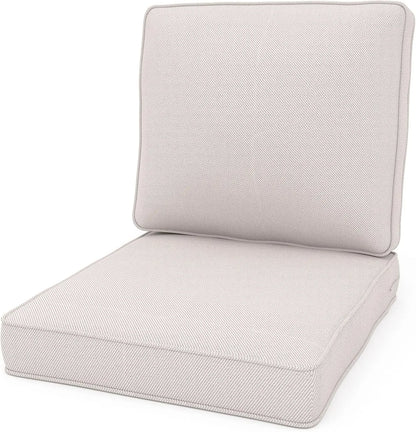 Outdoor Chair Cushions, 24" x 23" High-Density Foam & Removable Zipper Cover- Beige