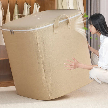 110/140L Clothes Storage Bag Foldable, with Zipper and Reinforced Handles for Clothing Comforter Blanket Bedding