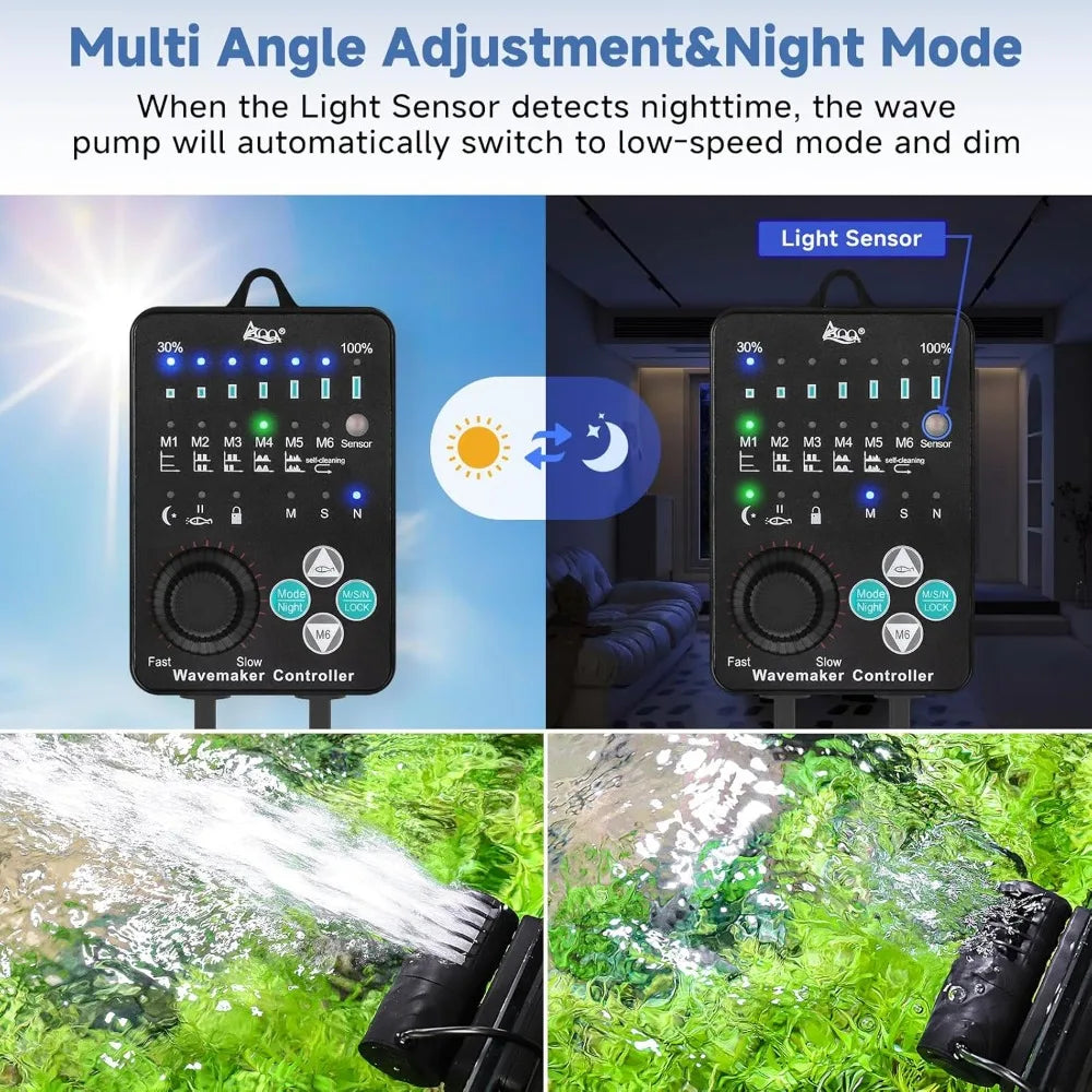 NEW - Aquarium Wave Maker Magnetic Cross Flow Pump with Controller