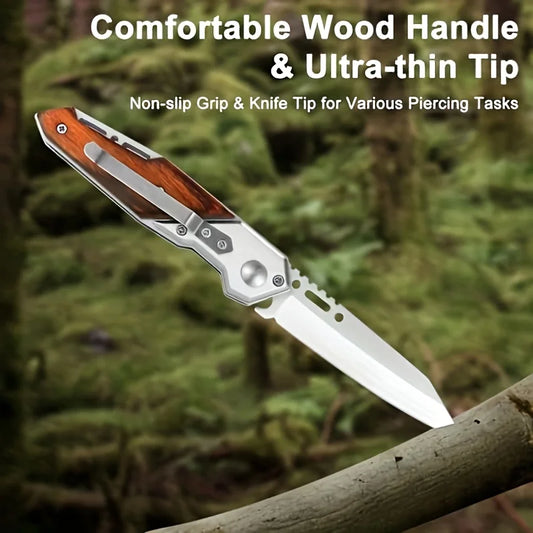 Compact Outdoor Survival Knife with 8CR15MOV Steel for Hunting, Camping