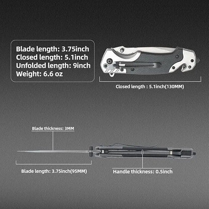 Folding knife with clip,  webbed opening and padded lock, outdoor survival camping hunting fishing knife