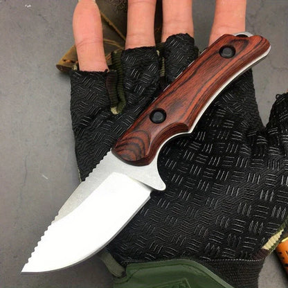 Fixed Blade Knife  Wood Handles Camping Hunting Self-defense Tactical Multitool  with Sheath