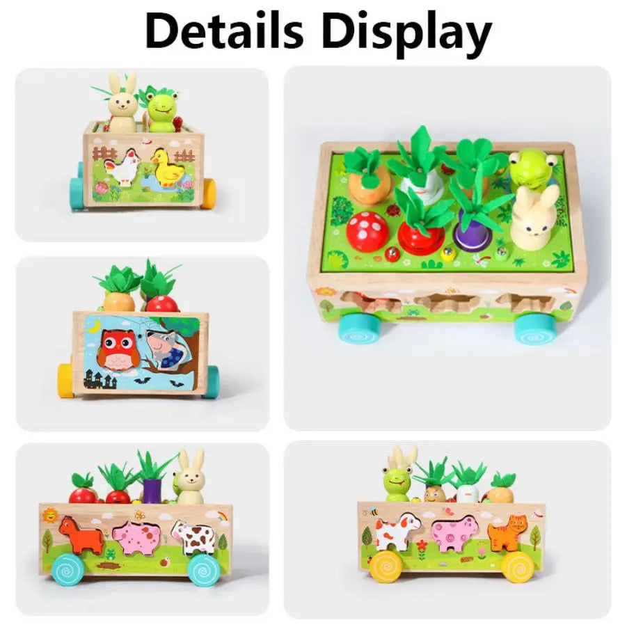 Wooden Shape Assortment Matching Children Toys Animals Game Cart Building Blocks Kids Christmas Gifts