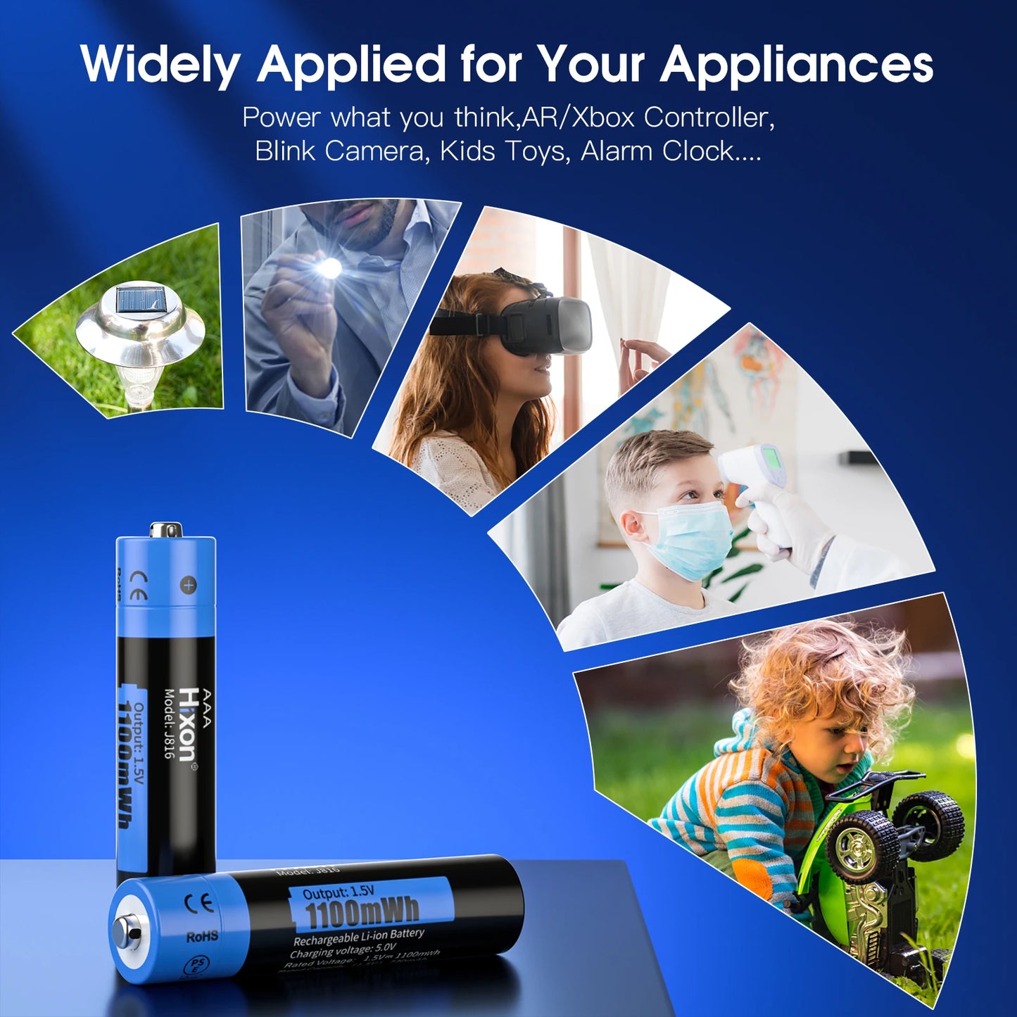 1.5V AA & AAA Lithium Ion Rechargeable Battery For Multiple uses 4 piece