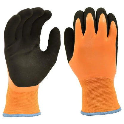 Men's winter gloves waterproof double layer latex coating, color orange, medium