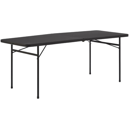 6 Foot Bi-Fold Plastic Folding Table Black Portable Table