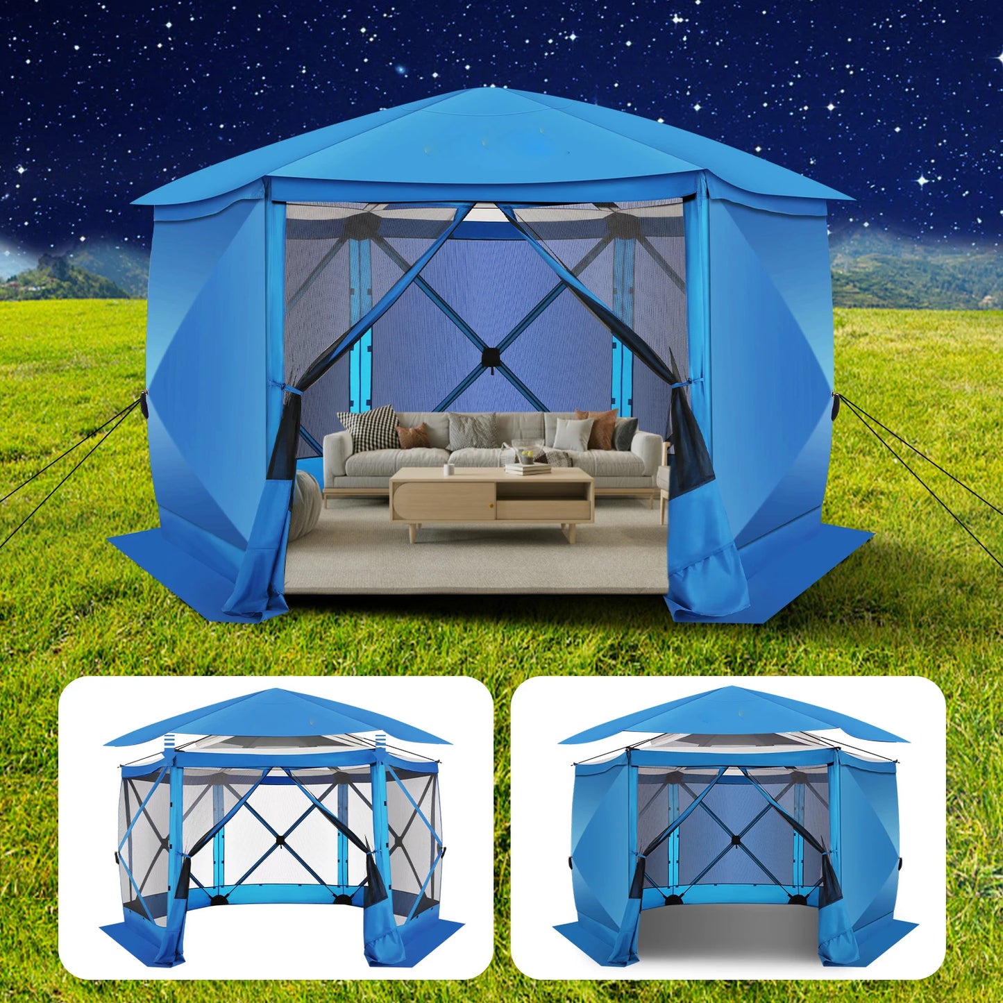 Pop up Gazebo Screen Tent for Camping, 12x12 Removable Roof, Outdoor Screened 5 walls