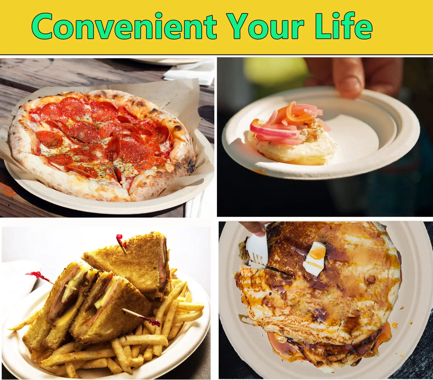 250 Piece  Paper Plates Set, Eco Friendly Biodegradable Plates, Spoons, Forks and Knives