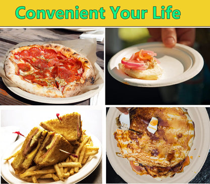 250 Piece  Paper Plates Set, Eco Friendly Biodegradable Plates, Spoons, Forks and Knives