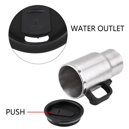 Electric Coffee Mug Water Kettle 12V  Stainless Steel Travel Heating Car Cup Mug