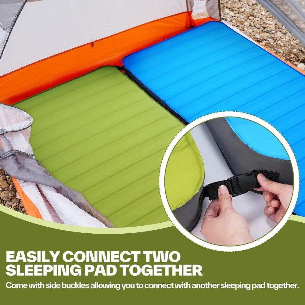 sleeping pad for camping: 4" ultra-thick air & foam mattress with 10 r value, large size 78" x 30"