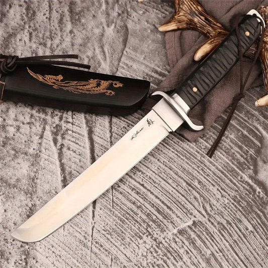 High hardness Large straight knife outdoor camping Portable tactical