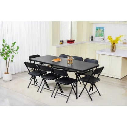 6 Foot Bi-Fold Plastic Folding Table Black Portable Table