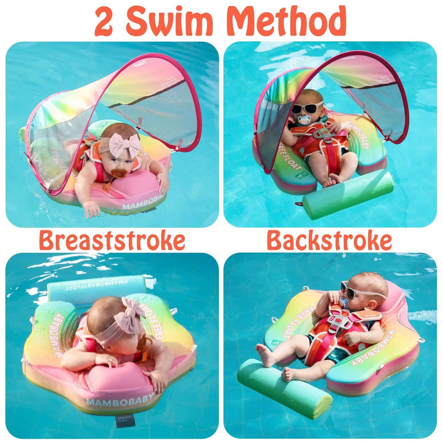 Baby Swim Float with Canopy  Swimming Training Float Non-Inflatable