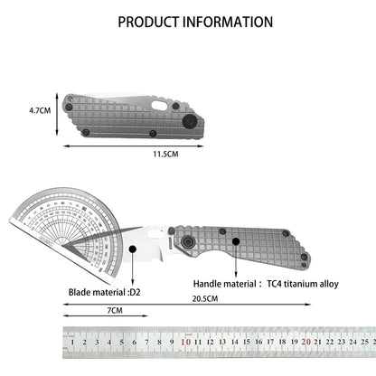 Folding Knife  Steel Blade Titanium Alloy Handle Outdoor Camping Hunting Knife
