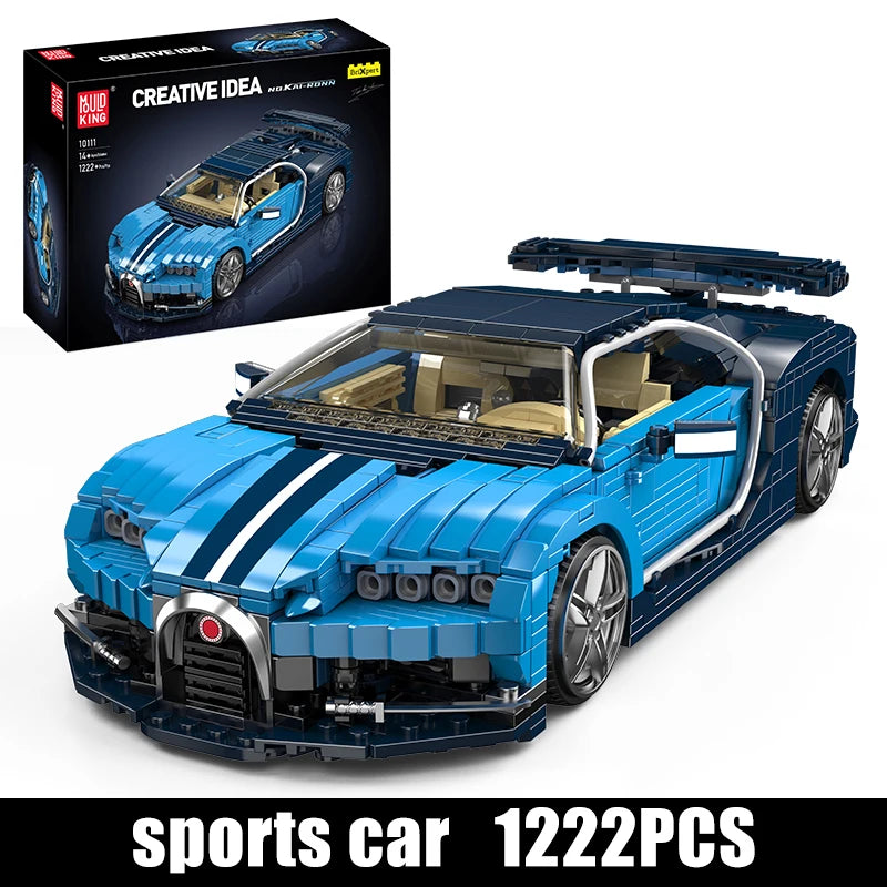Technical Car Toys Blue Sport Racing Car Building Block Assembly Car Brick Set Kids Christmas Gifts
