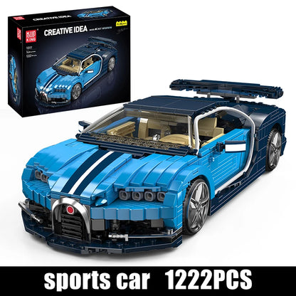 Technical Car Toys Blue Sport Racing Car Building Block Assembly Car Brick Set Kids Christmas Gifts