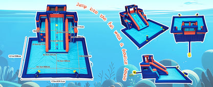 Inflatable Water Slide Pool Bounce House for Kids,Large Slide and Splash Pool, Backyard Summer Outdoors