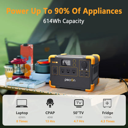 Portable Power Station 614Wh Solar Generator with AC Outlets Battery Backup for Outdoor Camping