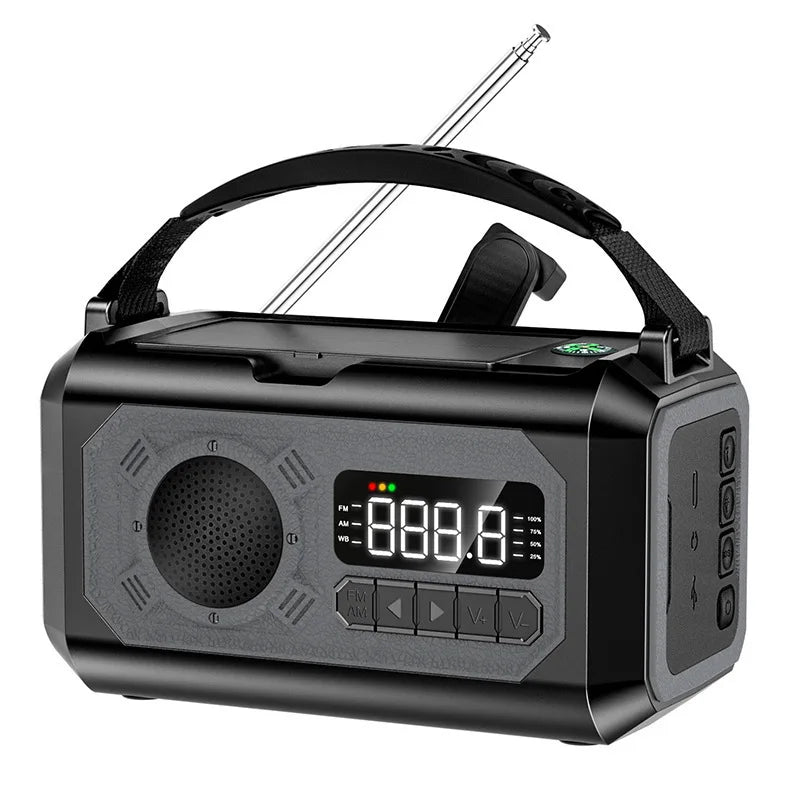 12000mAh Solar Hand Crank AM/FM/NOAA Weather Radio with 2 Solar Panels